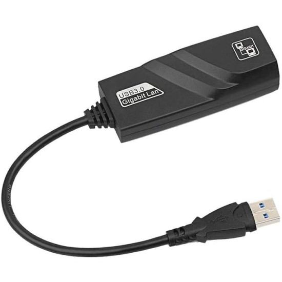 محول ايثرنت USB 3.0 الى 10 &&& 100 1000، شبكة محلية LAN، ار جيه 45 سلكي متوافق مع نينتندو سويتش ووي يو وماك بوك وكروم وويندوز10 و8.1 وMac OS وسيرفس برو، لون اسود