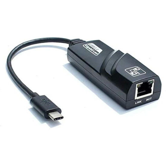 محول USB 3.0 نوع C الى جيجابت ايثرنت LAN للكمبيوتر - اسود