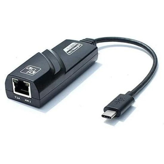 محول USB 3.0 نوع C الى جيجابت ايثرنت LAN للكمبيوتر - اسود