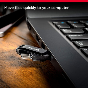 فلاش ميموري بمنفذين دوال درايف جو USB3.0 من النوع سي بين درايف للموبايل من سانديسك الترا (اسود، 32 جيجابايت، 5Y - SDDDC3-032G-I35)