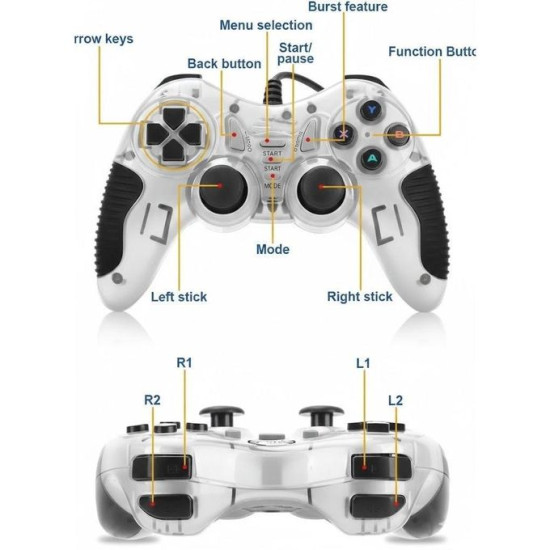 GEMAX Dual Turbo USB Wired Game Controller for PC & Laptop, High-Speed Responsive Gaming Joystick, Plug & Play USB Gamepad, Ergonomic Design, Universal Compatibility with Windows & Linux for Fighting, Sports & Retro Games