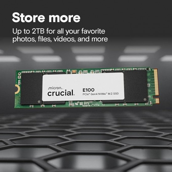 هارد SSD داخلي E100 480GB M.2 NVMe PCIe الجيل الرابع، حتى 4700MB/s، متوافق مع اللاب توب والكمبيوتر المكتبي من كروشال - CT480E100SSD8