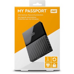 ويسترن ديجيتال 1 تيرابايت ماي باسبورت هارد ديسك خارجي يو اس بي 3.0 - اسود