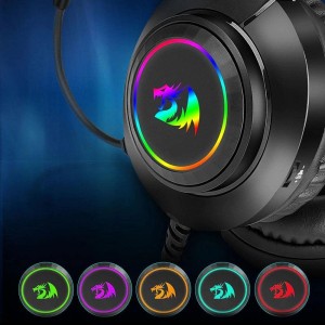 سماعة رأس للالعاب هيلاس H260 بإضاءة RGB من ريدراجون - مكبرات صوت داخلية 50 ملم - ميكروفون بخاصية الغاء الضوضاء - لاجهزة الكمبيوتر الشخصي / بلاي ستيشن 4/ Xbox/ الموبايل