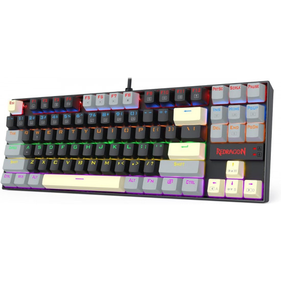 لوحة المفاتيح ميكانيكية سلكية بألوان قوس قزح مع تصنيع ماكينات عالية الدقة للألعاب K552 إصدار ال جي واي-ار كومارا، أغطية مفاتيح بالحقن المزدوج من ريدراجون، مفتاح أحمر