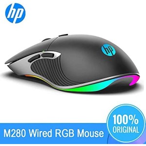 ماوس الألعاب HP M280 USB ،6 LED فائق السرعة، FPS 64000 نقطة في البوصة، fremeRate 3000 للكمبيوتر الشخصي واللاب توب ماك وويندوز، بلون اسود
