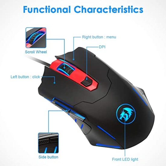 ماوس العاب ريدراجون M705 7200 نقطة لكل بوصة، تصميم مريح، 6 ازرار قابلة للبرمجة