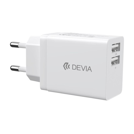 ديفيا Smart Series شاحن بمخرجين 5V 2.4A - أبيض ديفيا Smart Series شاحن بمخرجين 5V 2.4A - أبيض