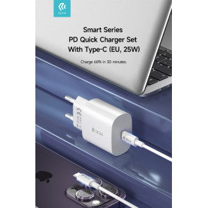 ديفيا شاحن RLC-383 Smart Series بقوة 25 وات مع كابل Type-C - أبيض