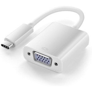 محول USB-C إلى منفذ في جي ايه - USB-C 3.1 ذكر إلى منفذ في جي ايه أنثى 1080 بيكسل، محول فيديو مع وصلة قابس متوافقة مع التابلت والكمبيوتر وجهاز العرض البروجكتور وشاشة العرض (أبيض)