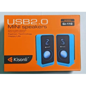 مكبرات صوت صغيرة بمنفذ USB من كيسونلي Gr-110 بمظهر أنيق، معالجة رقمية فعالة IC وإمداد بالطاقة، كابل صوت تيار مستمر 5 فولت 3.5 ملم للكمبيوتر - أزرق وأسود